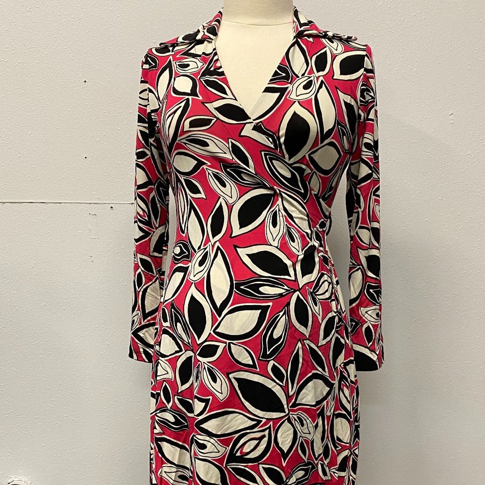 Olian Collared Red Floral Maternity Wrap Dress